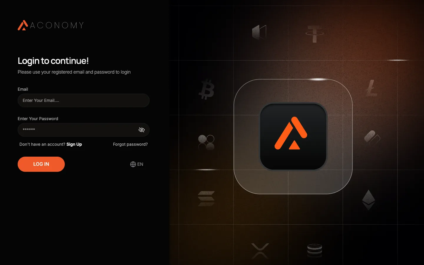 Aconomy Dashboard homepage