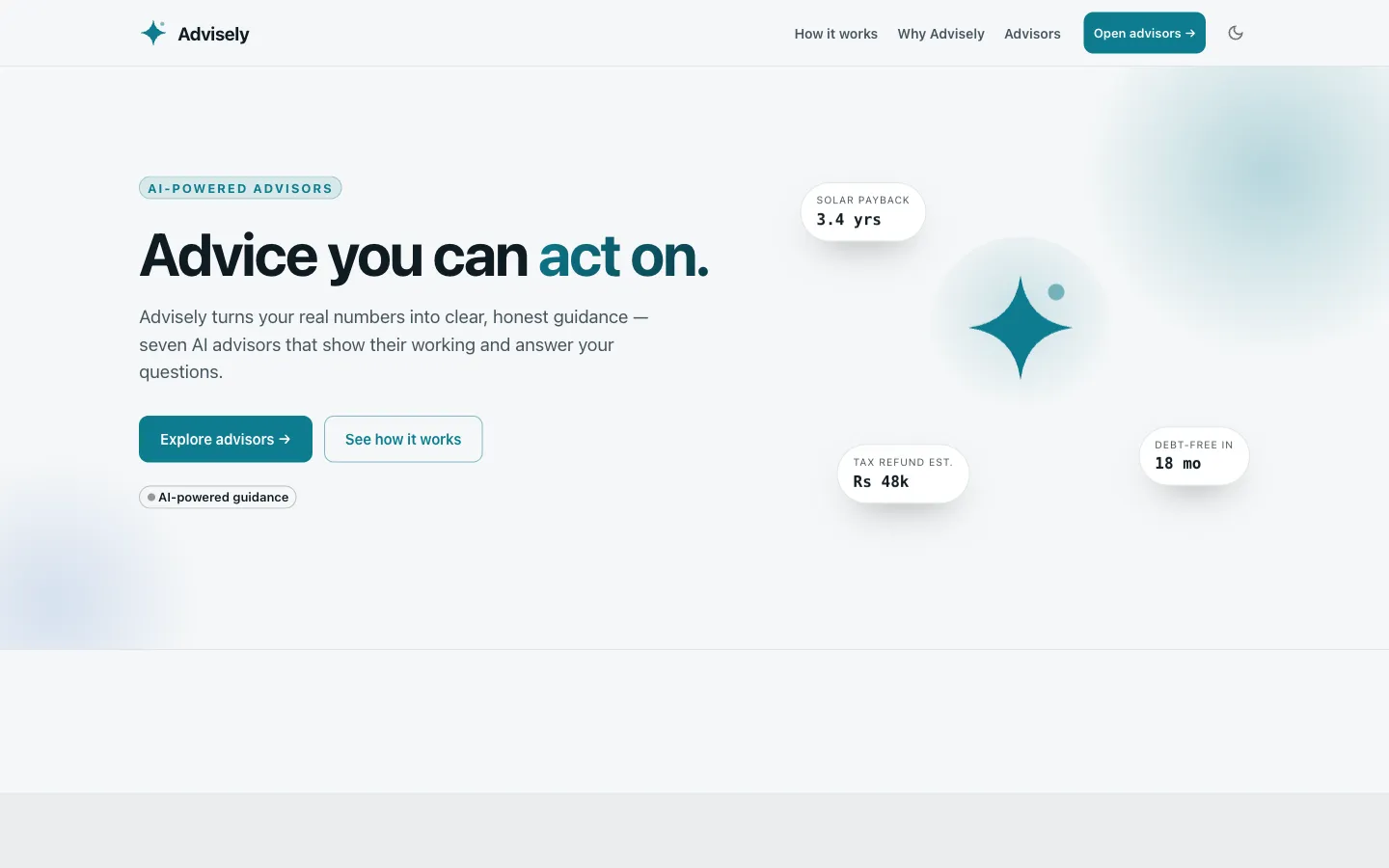 Advisely homepage
